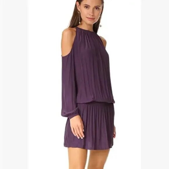 Ramy Brook Dresses & Skirts - Ramy Brook Lauren Cold Shoulder Smocked Mini Dress in Merlot Size Small NWT